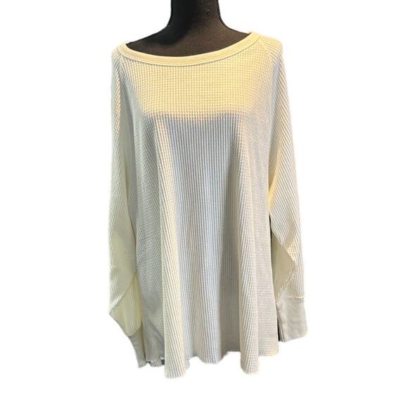 Free People long sleeve Ribbed Top Size Medium Cream color - Picture 1 of 13